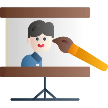 Boyalı fırça vektör çizimi olan adam