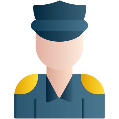 Polis memuru ikonu. Düz stil. vektör illüstrasyonu.