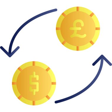 Para değişimi. düz vektör illüstrasyonu.