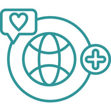 Dünya küresi ikon vektör illüstrasyon tasarımlı kalp