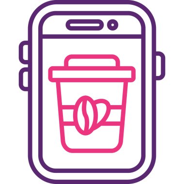 mobil kahve bardağı ikonu vektör çizgisi