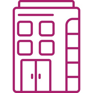 Otelde. Web simgesi vektör illüstrasyonu