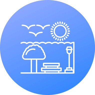 Güneş ve ağaç simgesi vektör çizimi