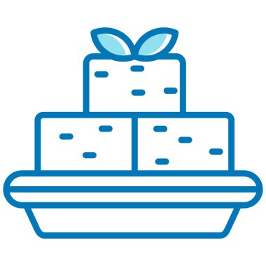 Hediye kutusu vektör simgesi. biçim düz sembol, kobalt rengi, yuvarlak açılar, beyaz arkaplan