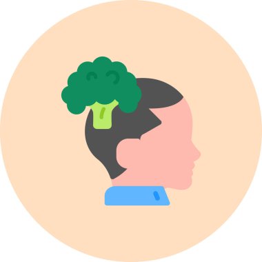 Kafasında lahana olan bir brokoli. düz stil tasarım vektör çizimi. beyaz arkaplan.