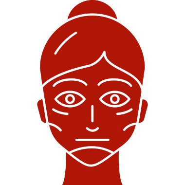 baş kadın yüz simgesi düz tasarım, vektör illüstrasyonu beyaz arkaplanda izole.