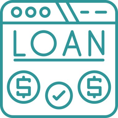 Banka kredi vektör simgesi. özet vektör çift renk düz sembol, mavi ve beyaz renkler, düz açılar, mavi arkaplan.