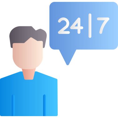 Düz stil ile 27 saat müşteri hizmetleri simgesi