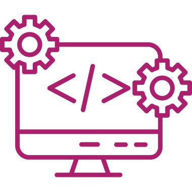 Beyaz arkaplan üzerinde tornavida ve ayar simgesi olan bilgisayar, vektör illüstrasyonu