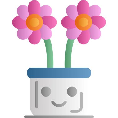 Saksıda sevimli bir çiçeğin vektör çizimi