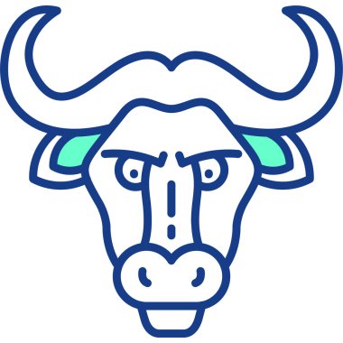 Boğa kafası ikonu. Ağ için inek başı vektör simgelerinin basit çizimi