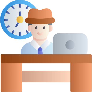 Bilgisayarı ve saati olan bir iş adamı.