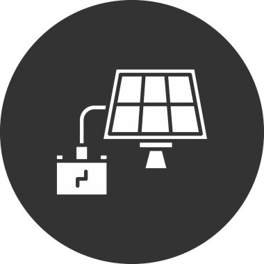 Güneş Paneli simgesi. Güneş paneli vektör simgesi web için basit örnek