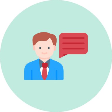 Konuşma baloncuğu simgesi, vektör illüstrasyonu, tasarımı, izole edilmiş iş adamı