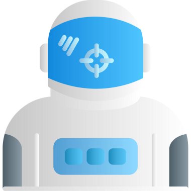 Beyaz arkaplanda izole edilmiş modayı takip eden astronot simgesi.