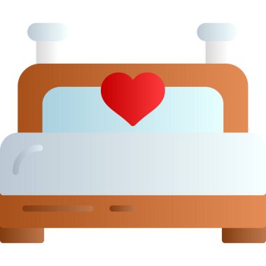 Kalp yatak ikonu. Web tasarımı için kalp vektör simgesinin düz çizimi