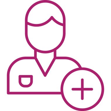 Steteskop çizgisi ikonu, tıbbi ve bakım konsepti olan doktor, beyaz arka planda steteskop işareti olan hasta, tıbbi hasta ikonu