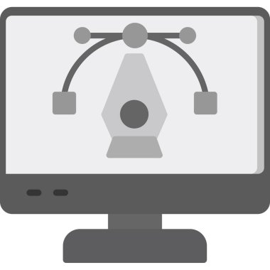 Bilgisayar masaüstü simgesi ile doldurulmuş ana hatlar biçimi