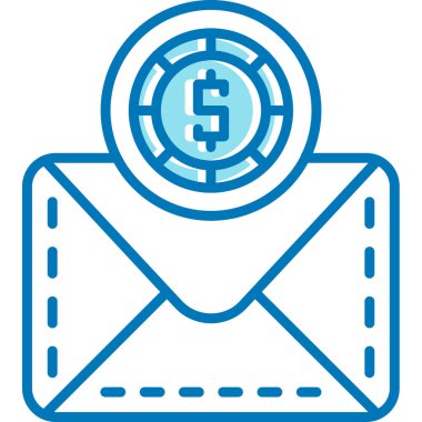 Para sembolü illüstrasyon tasarımı içeren zarf