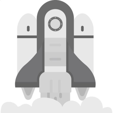 Beyaz arkaplanda izole edilmiş uzay gemisi simgesi ve vektör illüstrasyonu