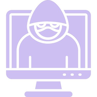 Bilgisayarlı hacker. Web simgesi vektör illüstrasyonu