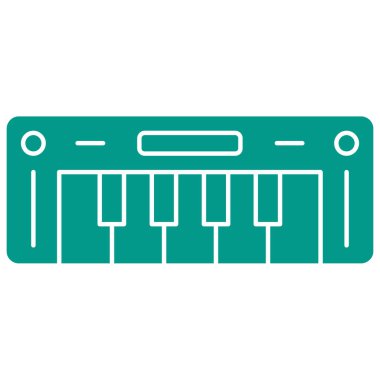 piyano klavyesi ikon vektörü. İnce çizgi işareti. izole edilmiş sınır sembolü çizimi