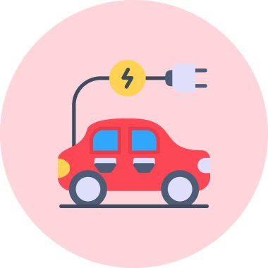 Elektrikli araba ikonu. Web için basit elektrikli araba vektör simgeleri çizimi