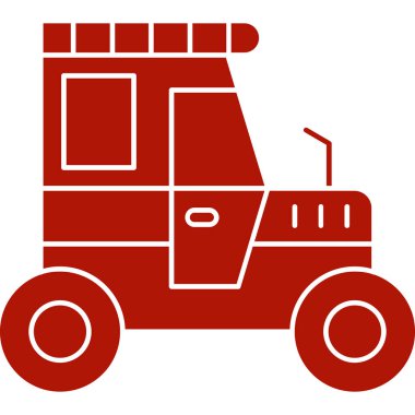 Beyaz arkaplandaki kırmızı traktörün vektör çizimi