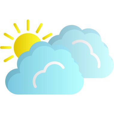 Güneşli vektör bulutu.