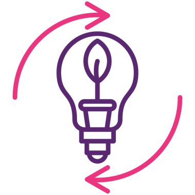 Ampul ikonu fikri. Ağ için ampul vektör simgelerinin özet çizimi