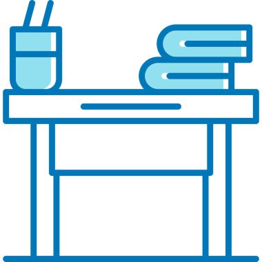 Sandalye ve kitaplı masa, vektör illüstrasyonu