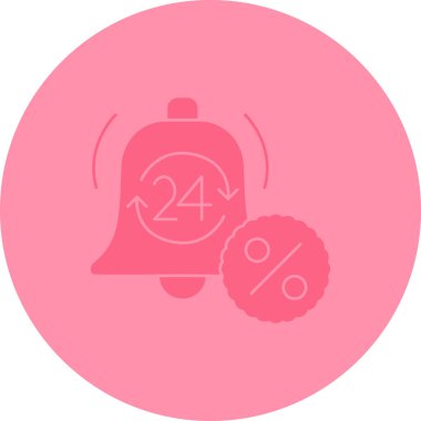 Yüzde 24 saat 7 alışveriş ikonu. düz tasarım illüstrasyon