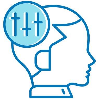 Kafası Hıristiyan ikonuyla dolu. Beyaz üzerinde izole edilmiş web tasarımı için insan başı vektör simgesi ana hatları