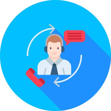 Düz dizaynlı çağrı merkezi müşteri simgesi