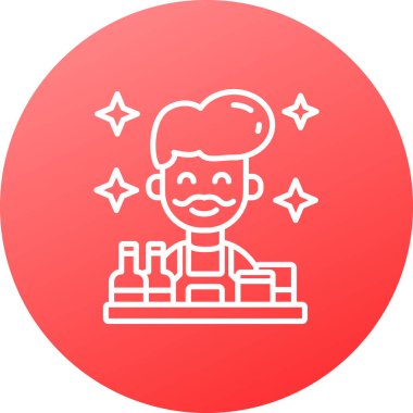 Beyaz bir geçmişi olan çizgi bilim adamı ikonu. Renkli taslak konsepti. vektör.