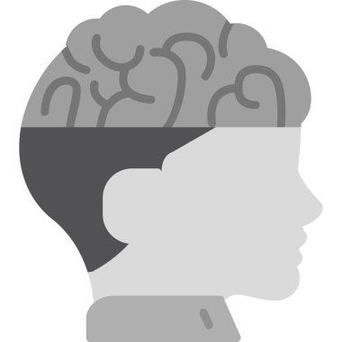 Düşünen beyin ikonu. Vektör çizimi. beyaz arkaplanda izole.