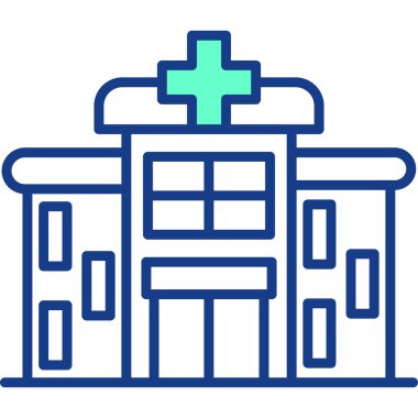 Hastane binası ikonu. Web için hastane vektör simgelerinin özet çizimi