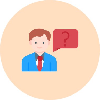 Konuşma balonu ve soru işareti olan iş adamı