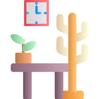 Kaktüs seti ve saksılardaki ev bitkileri masa vektör çizimi tasarımı