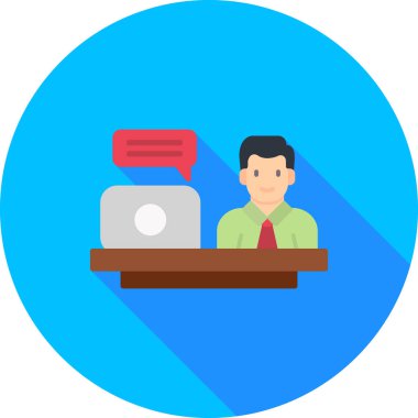 İş adamı dizüstü bilgisayarla çalışıyor. düz biçim tasarımı.