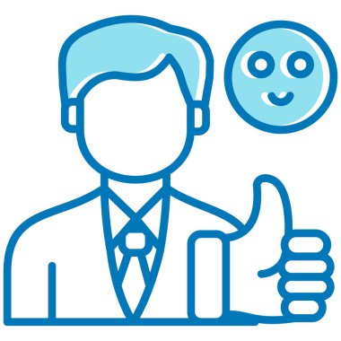 Müşteri değerlendirme vektör simgesi. biçim düz simge simgesi, pürüzsüz mavi renk, beyaz arkaplan.