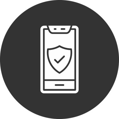 Kalkan ikonlu akıllı telefon. vektör illüstrasyonu