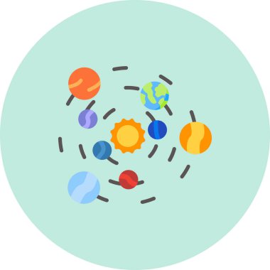 Güneş sistemiyle Dünya gezegeni. Güneş enerjisi sisteminin vektör çizimi. güneş sistemi.