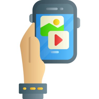 akıllı telefon ve GPS uygulama simgesi ile el, düz stil