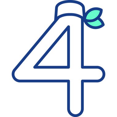 4 numara ve dört yaprak simgesi, vektör illüstrasyonu