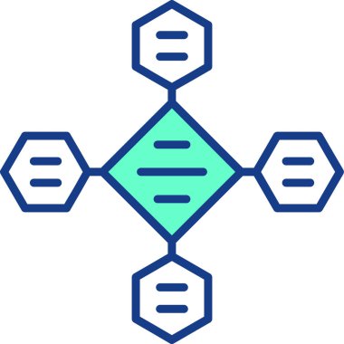 Molekül yapısı vektör simgesi. biçim iki renkli düz sembol, mavi ve gri renkler, yuvarlak açılar, beyaz arkaplan