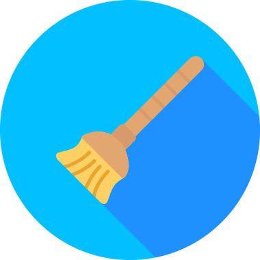 Düz stil izole edilmiş vektör illüstrasyonunda süpürge simgesi