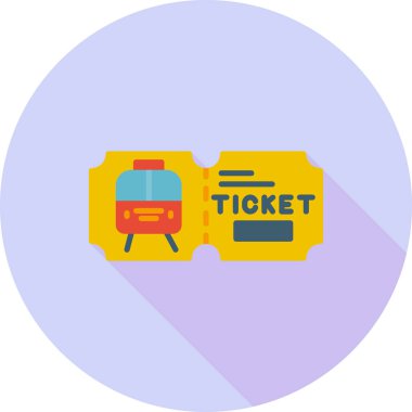 Tren bileti web simgesi, vektör illüstrasyonu