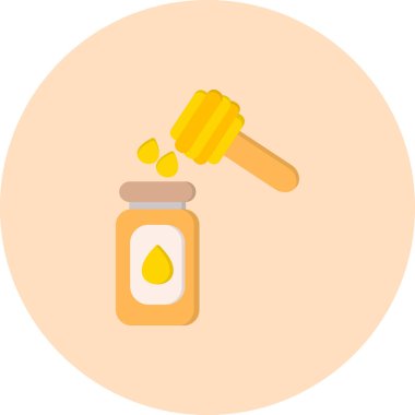 Bal kavanozu düz simgesi, vektör, illüstrasyon