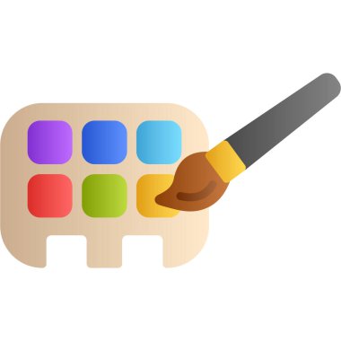 Boya ve fırça ikonlu palet, çizgi film tarzı